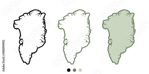 Greenland map of green vector modern with border. Vector illustration of a 3d green world map globe featuring country borders and land silhouettes for global geography and travel cartography