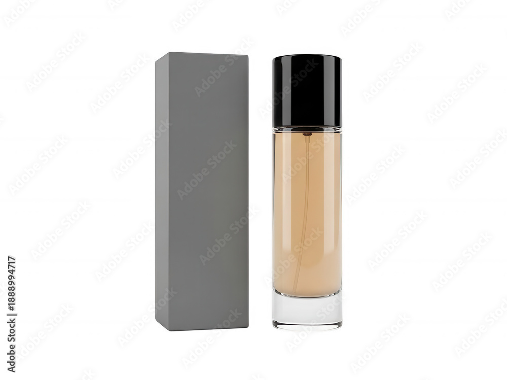 Obraz premium Luxurious essential oil roller bottle with elegant black cap and gray box