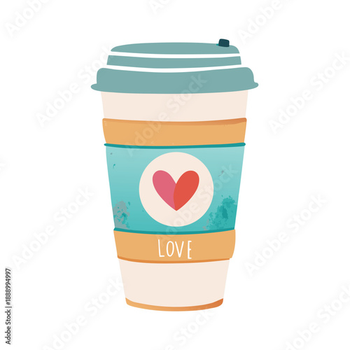 Cup of coffee with milk in a disposable paper cup