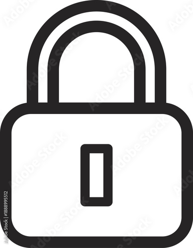 Minimal Lock Outline Icon, Security and Privacy Symbol