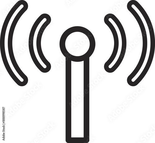 Wireless Broadcast Antenna Icon, Network Signal and Communication Tower Symbol