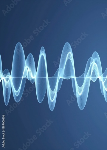 Smooth Blue Wave Signal in 3D Abstract Minimal Studio Design
