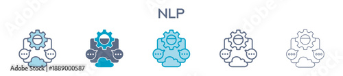 Nlp Element For Design Graphic - Multi Styles. Vector Illustration Of Two Colored And Black. Multiple Icons Designs Can Be Used For Mobile, Ui, Web 