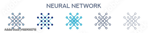 Neural Network Element For Design Graphic - Multi Styles. Vector Illustration Of Two Colored And Black. Multiple Icons Designs Can Be Used For Mobile, Ui, Web 