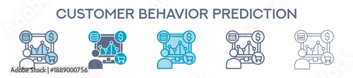 Customer Behavior Prediction Element For Design Graphic - Multi Styles. Vector Illustration Of Two Colored And Black. Multiple Icons Designs Can Be Used For Mobile, Ui, Web 