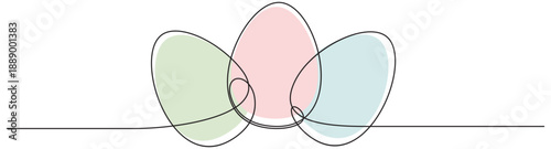 Abstract organic shapes overlapping, delicate line art, pastel colors, minimalist design. Easter egg line art style eps 10
