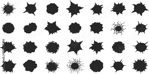 Ink Blot Shapes Vector Collection of Abstract Grunge Splatter Silhouettes Isolated on White Background