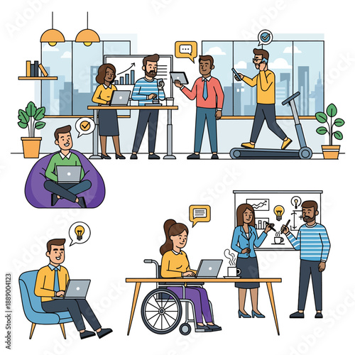 Diverse Office Workers Collaborating