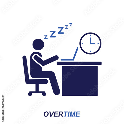 Late night overtime work vector illustration, person sleeping at desk