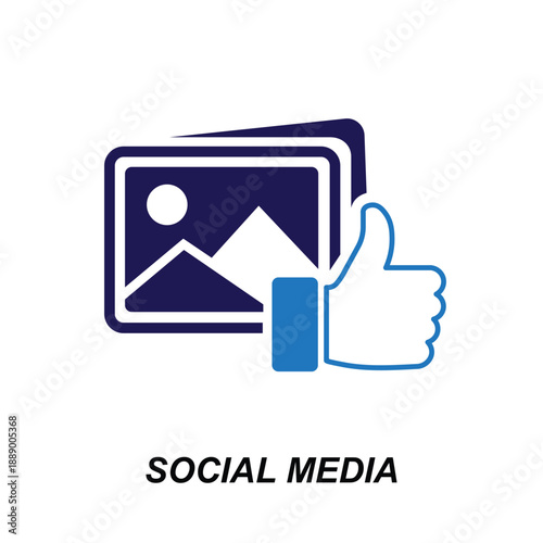 Social media vector icon, images with thumbs up and like symbol