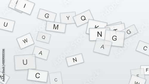 Abstract letter arrangement creates a dynamic, puzzling visual effect