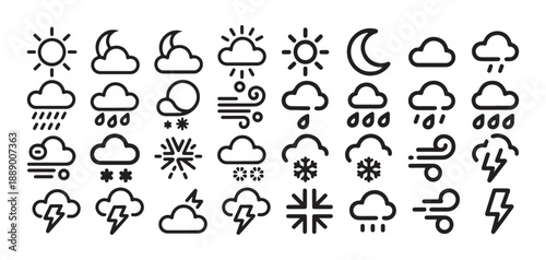 Weather Forecast Line Icon Set. Vector illustration eps 10