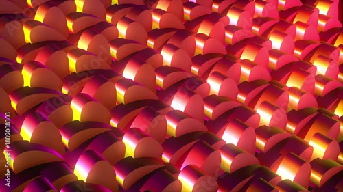 3d background objects pattern of red and yellow animation