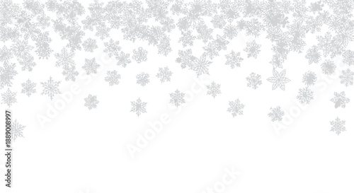 Falling Snowflakes on White Background - Winter Holiday Celebration and Season