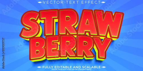 Strawberry editable text effect, editable fruit and fresh text style