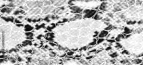 Snakeskin pattern imitation. Lines and spots structural texture. Cool and artsy faux leather background. Abstract vector illustration. Black isolated on white. EPS10