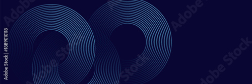 Modern dark blue abstract horizontal banner background with glowing geometric lines.Suitable for covers, brochures, presentations, flyers. vector.