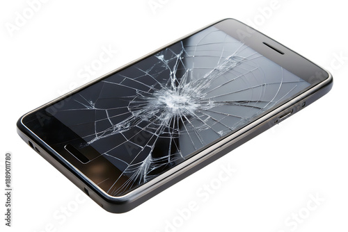 Smartphone with shattered screen, Isolated on White Background.png