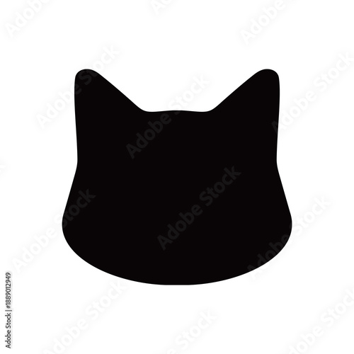黒猫のシルエットのアイコン　ねこ　顔　Black cat face silhouette icon
