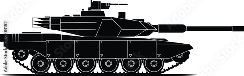 Modern military tank with long barrel and detailed tracks