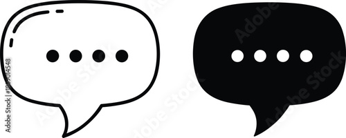 Chat message speech bubble icons set with typing dots symbols for communication messaging apps and user interface design