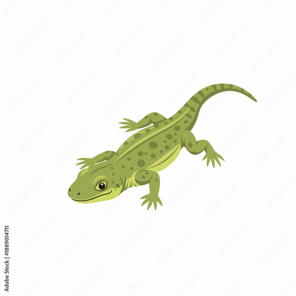 Fototapeta premium Green Lizard Cartoon