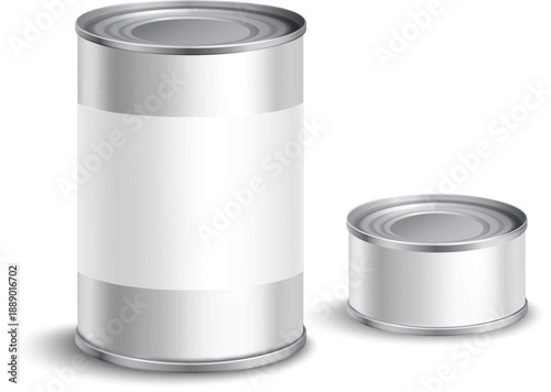 Blank food can mockup isolated packaging label presentation design vector