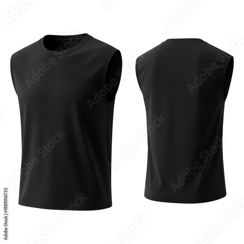 Black sleeveless shirt isolated on transparent background