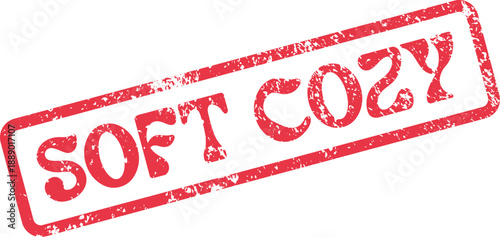 Red Soft Cozy grunge stamp seal for comfortable living and warmth vector graphic element