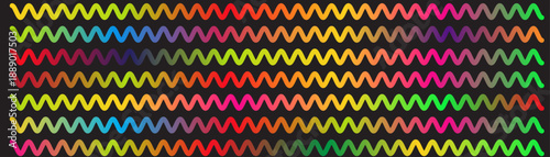 Colorful Wavy Lines on Black Background – Abstract Gradient Vector Pattern