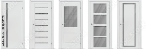 Interior doorway entrance door set isolated modern housing visualization vector