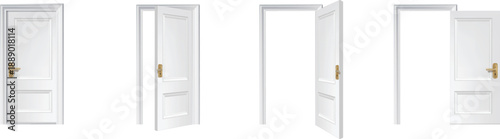 Open closed door mockup set isolated minimal interior design vector