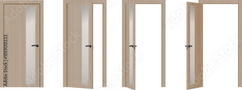 Realistic white panel door pack isolated architecture presentation template vector