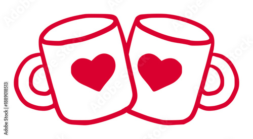 Minimal Line Art Couple Coffee Mugs with Heart Icon
