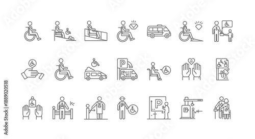 Diverse Accessibility and Inclusion Icons for People with Disabilities