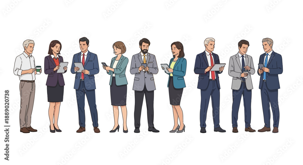 Fototapeta premium Diverse Business Professionals Using Digital Devices in a Modern Setting
