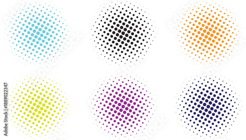 Halftone gradient set . Dotted gradient, smooth dots spraying and halftones dot background seamless horizontal geometric pattern vector template. Abstract dot gradient halftone pattern illustration
