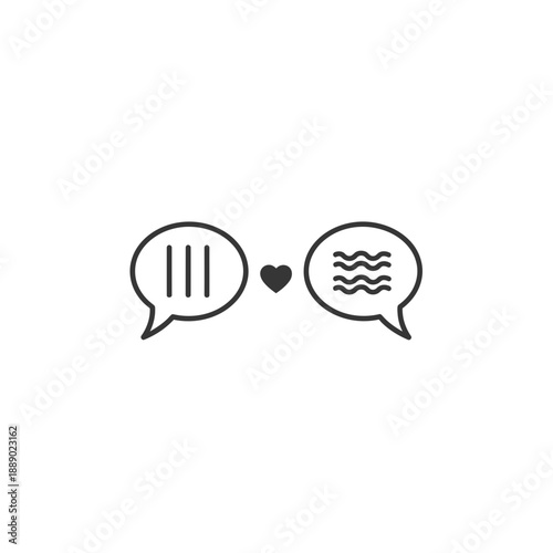 Chat Bubbles with Heart, Love, Communication and Speech Bubbles Icon with symbol and conversation and dialogue in messaging social media for texting
