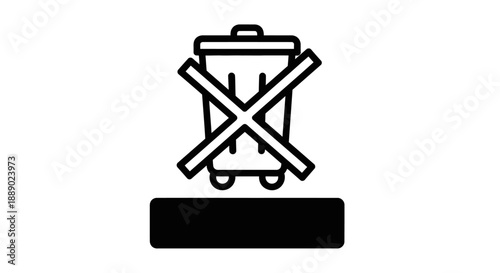 Recycling Bin with Cross Symbol, Not Allowed to Throw Away Icon, Concept of Refusal