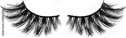 Realistic black eyelash extension set isolated, beauty makeup cosmetic accessory, dramatic lashes, salon fashion style vector illustration