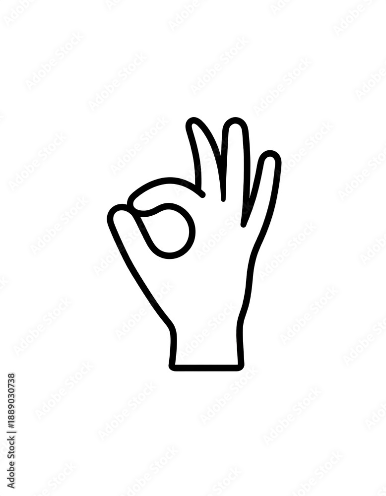 Obraz premium A simple black outline of a hand making the 