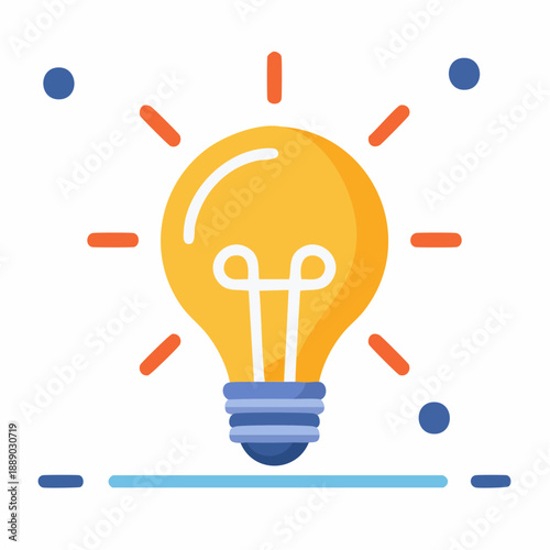 Bright idea shining with innovation and creativity represented by a glowing lightbulb on a clean background
