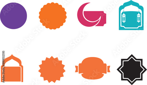 Colorful Icon Set Featuring Cultural and Religious Symbols Perfect for Design Projects