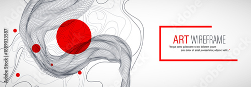 The abstract wave is made in a frame style. Template for science and technology presentation. Vector art.