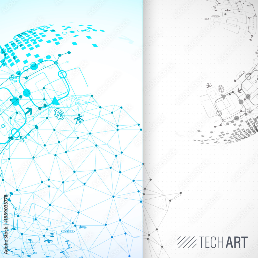 Obraz premium Abstract communication technology design background with highlighted blue sector.