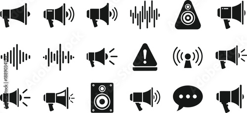 Sound and speaker icons in various styles and designs