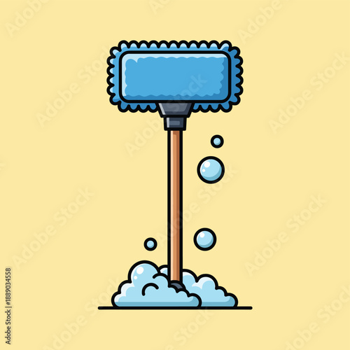 Blue Squeegee on Yellow Background
