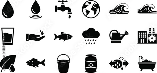 Environmental and water conservation icons