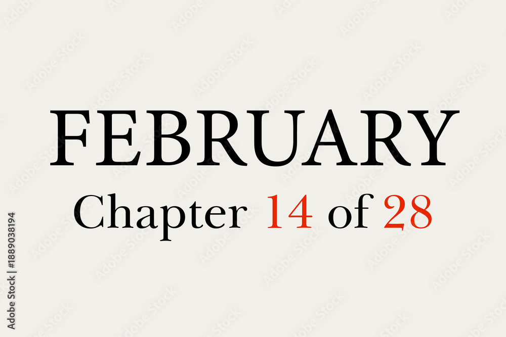 Fototapeta premium February chapter 14 of 28 with a cream background