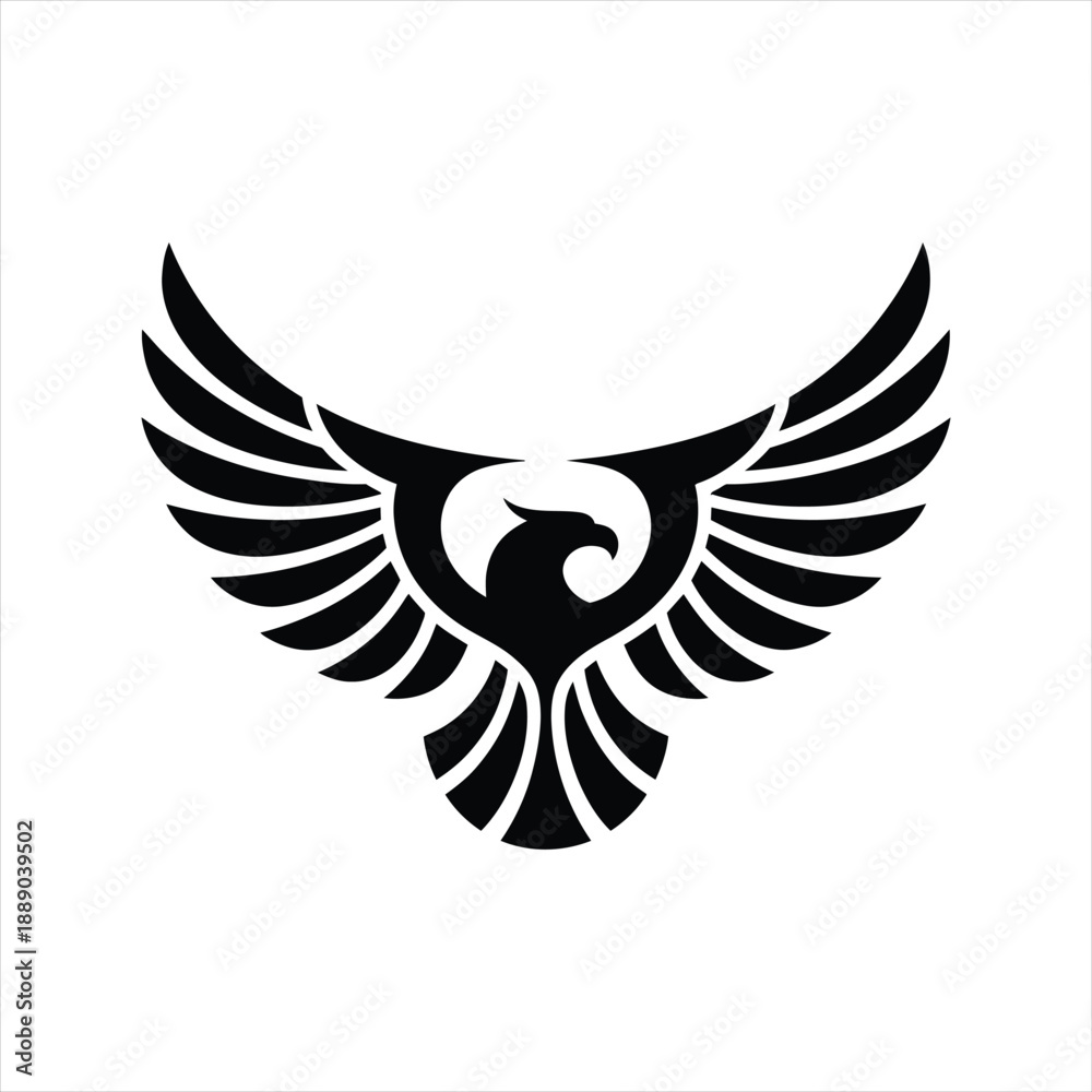 Obraz premium Powerful falcon hawk bird silhouette for speed and agility sports logo